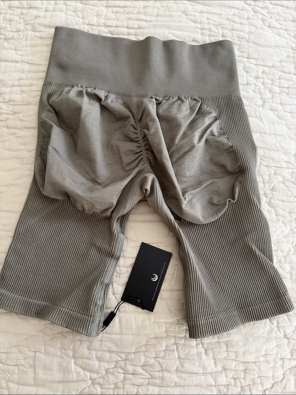 Lazuli Label High-Waist Ribbed Gray Bike Shorts